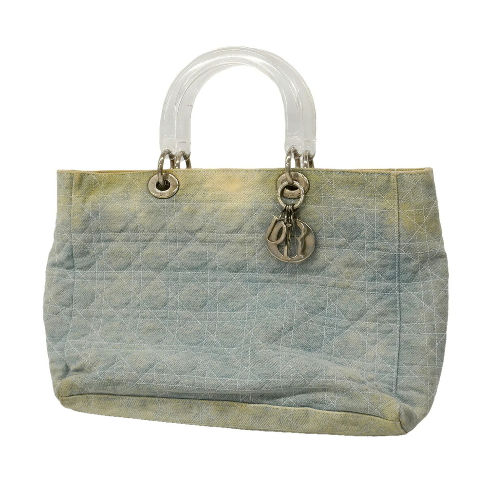 Christian Dior Tote Bag, Cannage Denim Blue, Women's, P3504721